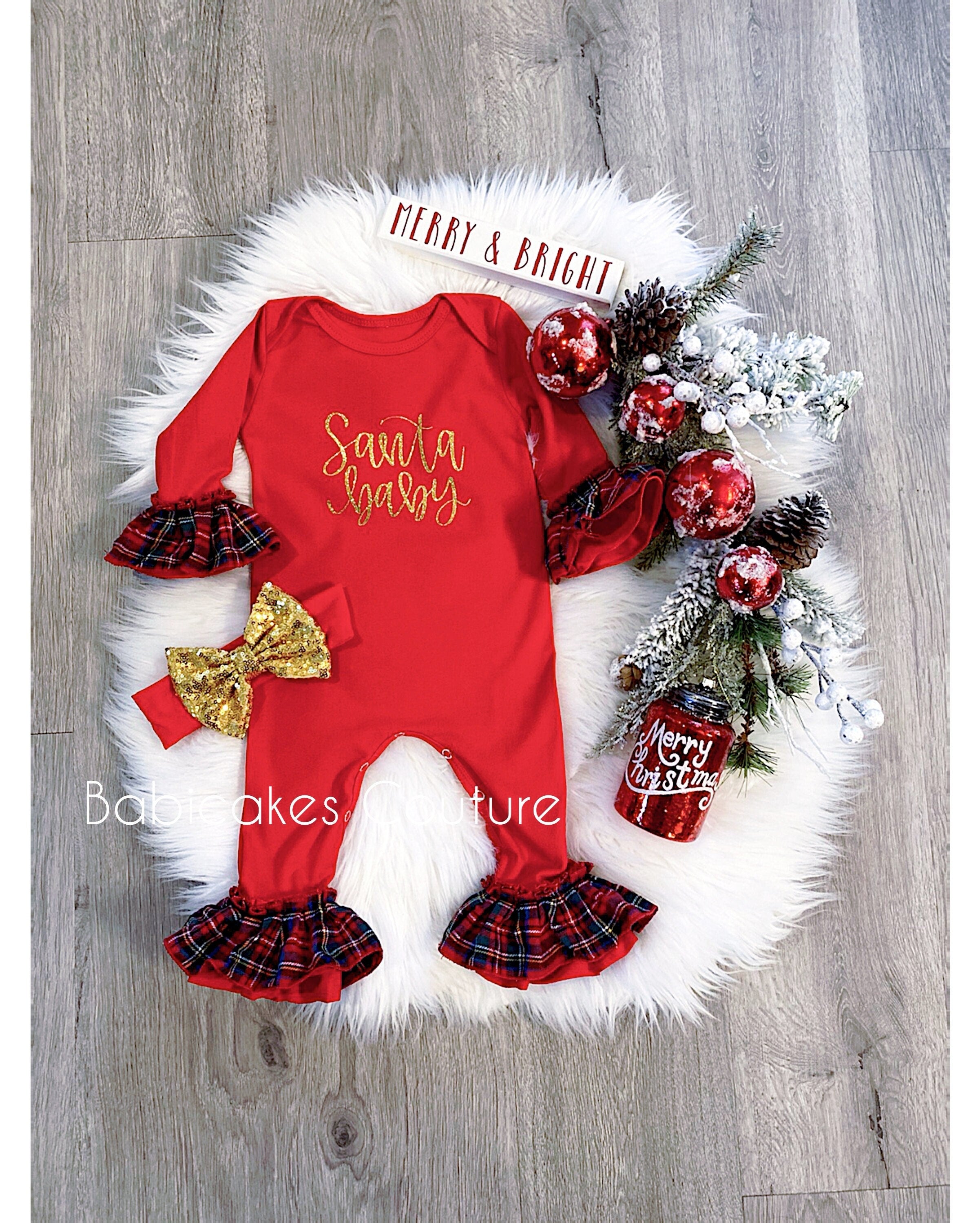 white christmas dresses My First Christmas Baby Girl Outfit – Keepsake Konnections main image 0